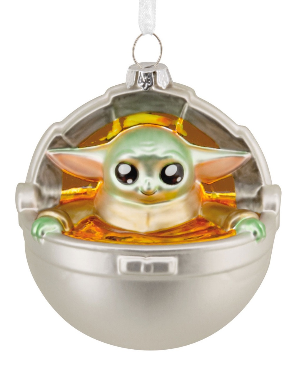 NIB Hallmark Star Wars The Mandalorian Grogu Baby Yoda Glass Ornament